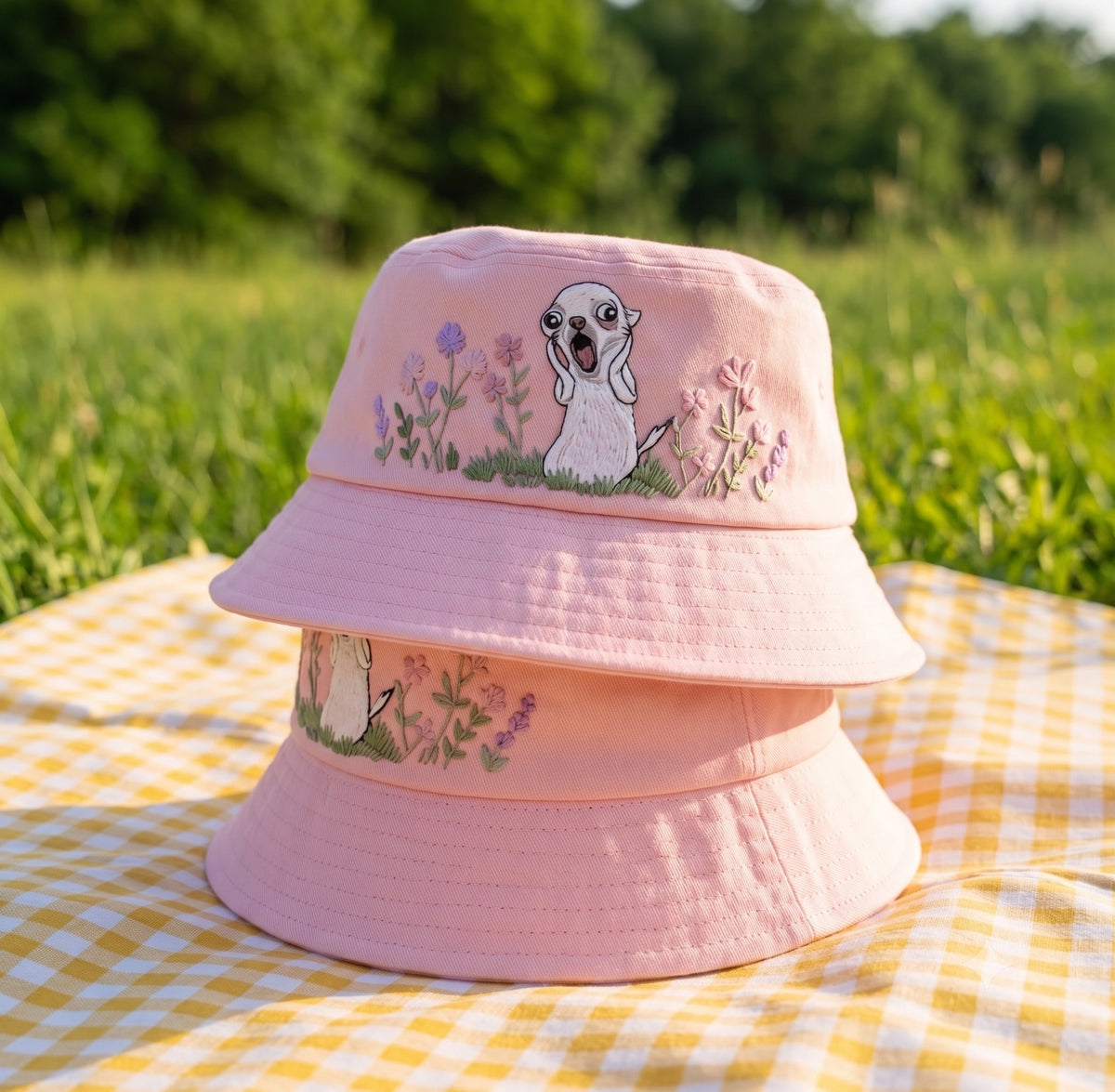 Funny Chihuahua Scream Meme Embroidered Bucket Hat, Screaming Dog Wildflower Garden Sun Cap, Cute Dog Lover Gift, Summer Travel Hat
