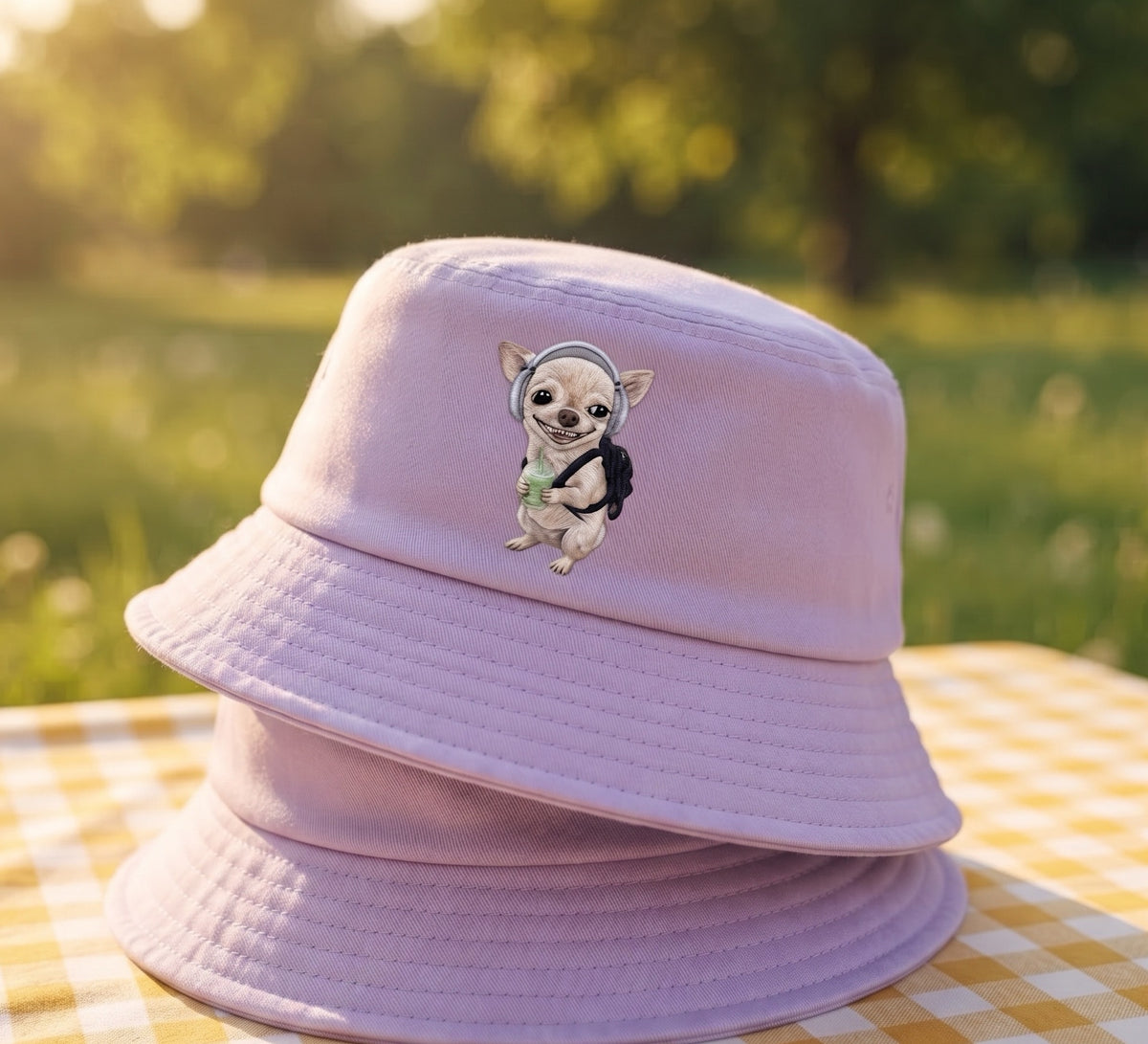 Embroidered Chihuahua Bucket Hat, Funny Dog Meme Sun Hat, Dog Lover Gift, Chinchilla Coffee Lover Hat, Summer Vacation Cap